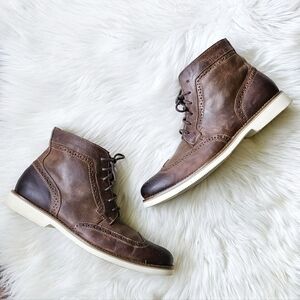 G.H. Bass & Co. Bobby Leather Boots - Men’s Size 10.5M – Brown Wingtip Style